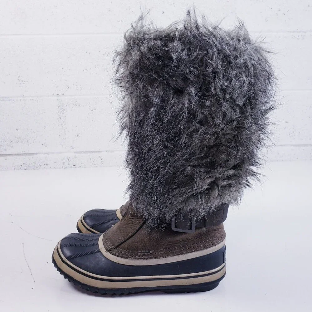 Sorel Women's Tall Faux Fur Front‎ Zip Waterproof Winter Boots Size 7